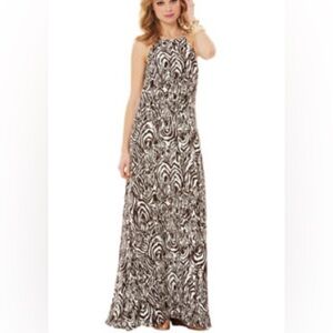 Lilly Pulitzer Elegant Brown and White Maxi Dress